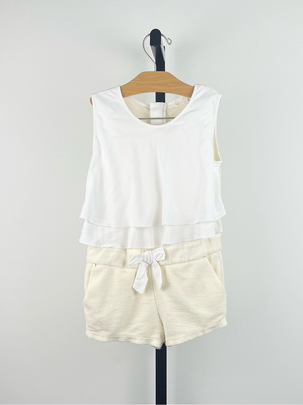 Chloe Girls Tweed Playsuit/Romper, Ivory, 5Y